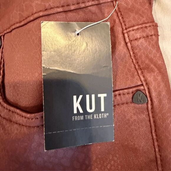 NWT KUT from the Kloth Connie High Rise Fab Ab Ankle Skiny Jeans Coated Wine 8 - Picture 7 of 16